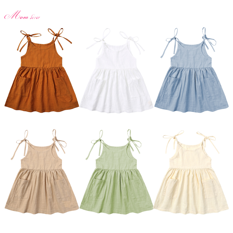 Момиче от твърда рокля без ръкави мини рокли Summer Beach Sundress