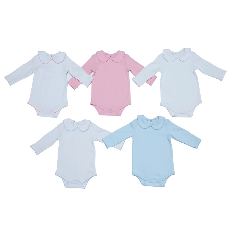 Бебешки дрехи по поръчка picot trim baby onesie
