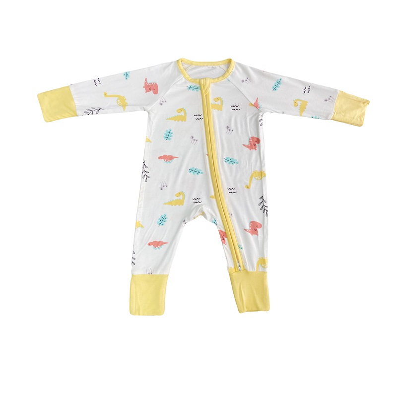 Бамбук бебешки ромци Zipper Footie Pajamas кабриолет Romper