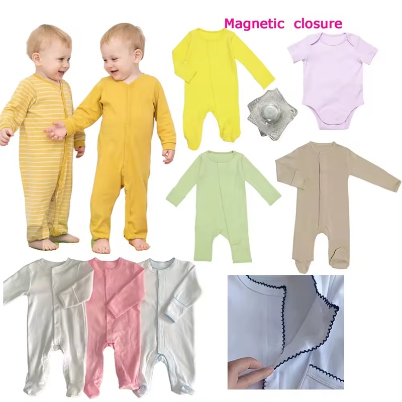 Персонализиран 100% памучен бебешки магнитни щракане onesie